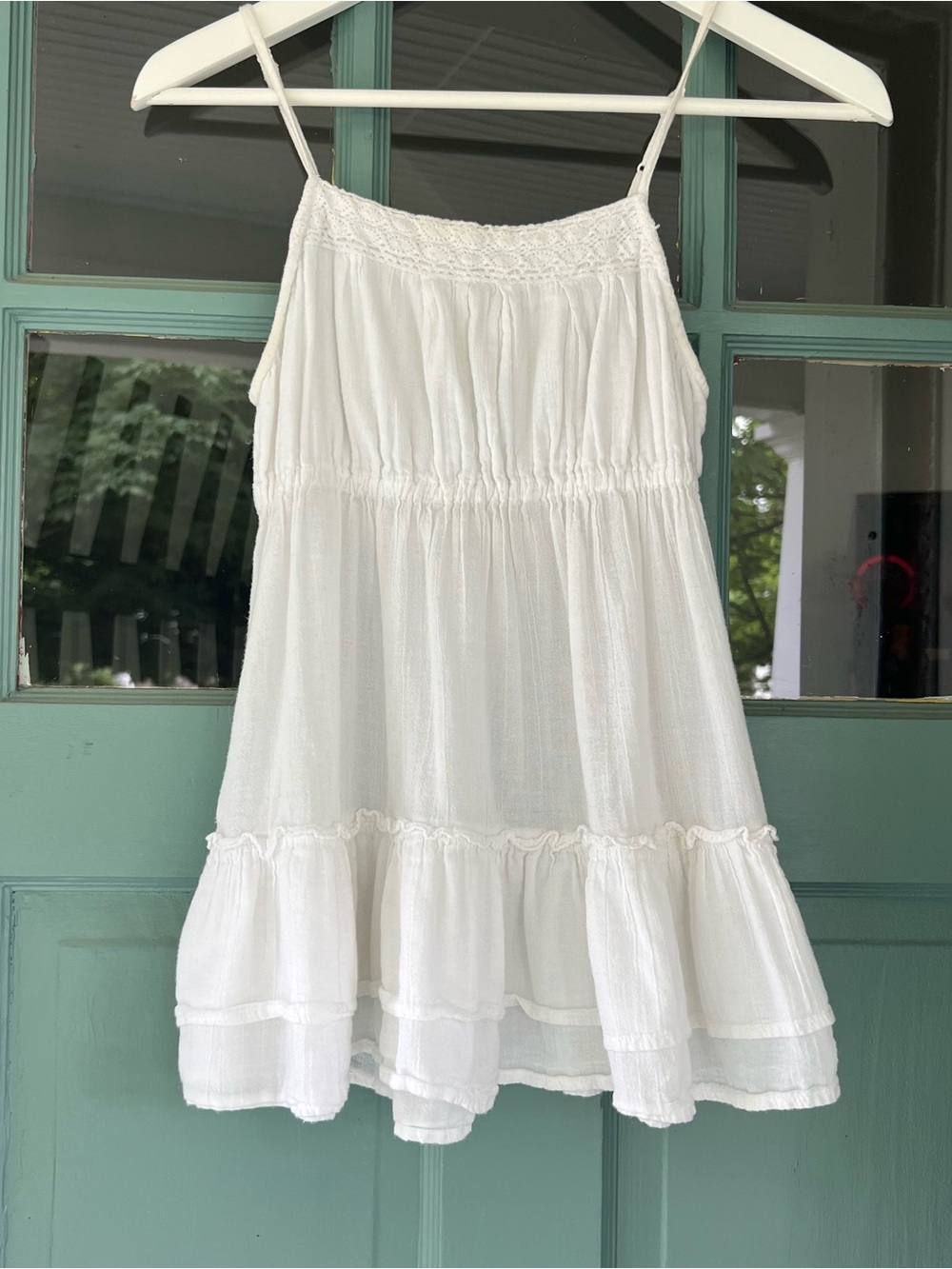 Womens Mossimo Supply Co White Spaghetti Strap Layered ruffle tank top XS as is